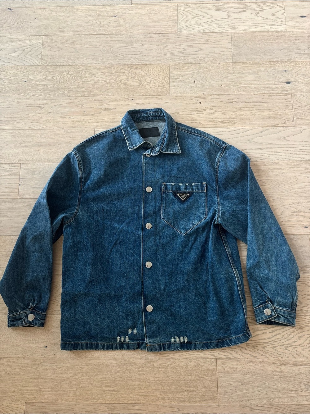Prada Men's Blue Denim Button Up Shirt Size Medium